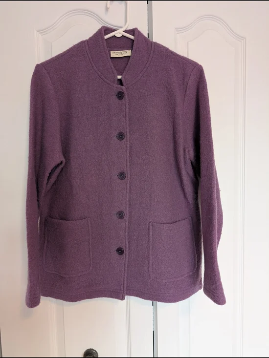 Purple Ladies Wool Button Jacket - Picture 1 of 4